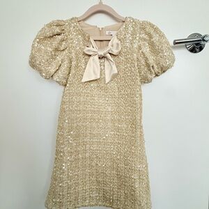 GB Girls Social Big Girls Sequined Tweed Bow Neck Dress size 6
